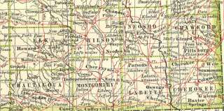 USA KANSAS. Old Antique Map.1897  