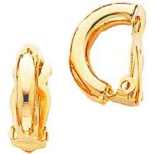  14K Gold Clip On Polished Hoop Earrings Ear Jewelry A 