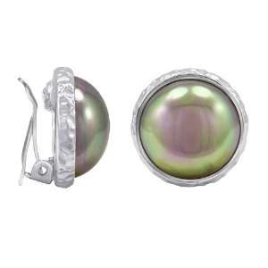  Gray Pearl/Silver Clip Earrings Jewelry