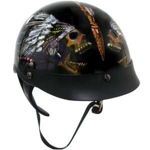 Outlaw Black Glossy Native American Skull Graphics Motorcycle Half 