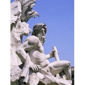 Giacomo Della Portas Statue, Piazza Navona, Rome, Lazio, Italy Premium 