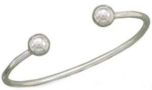 STERLING SILVER MENS CUFF BRACELET WITH BALL ENDS  