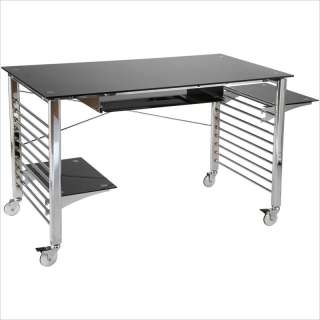 Eurostyle Brichi Metal Computer Desk on Casters in Black and Chrome 