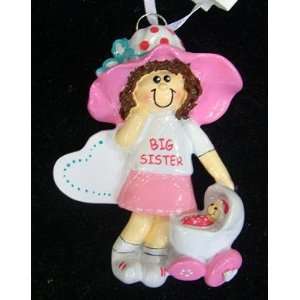  6081 Brunette Big Sister Personalized Christmas Ornament 