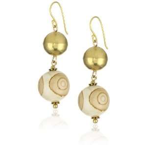 Wendy Mink Amalgam Gold Ball and Wood Drop Earrings