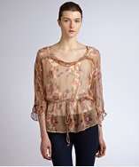 Alcee taupe floral silk chiffon