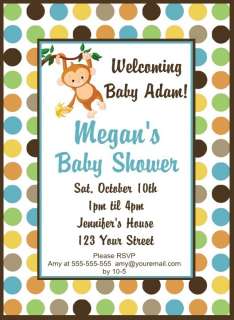 20 Personalized Baby Shower Little Monkey Invitations  