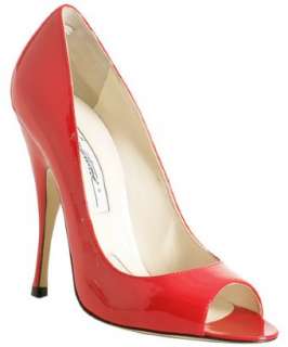 Brian Atwood red patent Carla peep toe pumps  