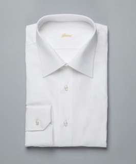 Brioni white cotton point collar dress shirt