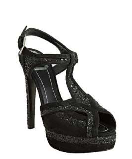Christian Dior black suede Celeste glitter peep toe platforms 
