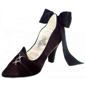  Black Satin Rings Holder Shoe with Bow & Jewelry Display 