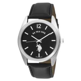 Polo Assn. Mens USC50005 Analogue Black Dial Leather Strap Watch 