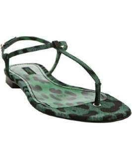 Dolce & Gabbana green leopard printed denim thong sandals   up 