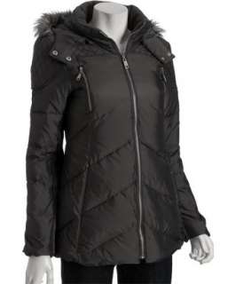Miss Sixty gunmetal quilted hooded down jacket  