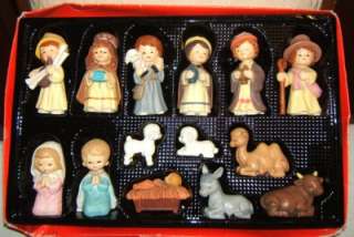   14 PC COMPLETE IN PKG CHRISTMAS NATIVITY FIGURINES FIGURES SET  