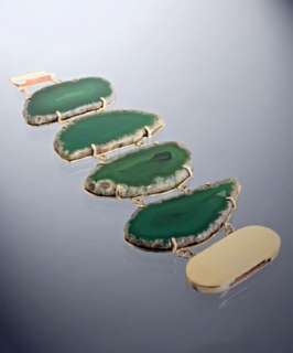 Viktoria Hayman green agate slab wide bracelet  