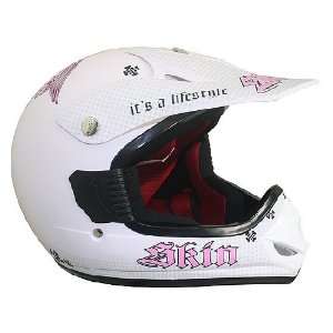  White and Pink Youth Kids Motocross Helmet   Size  Small Automotive