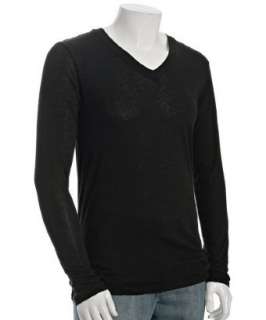 LnA black cotton long sleeve v neck t shirt  