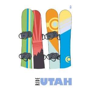  Utah, Snowboards in the Snow Giclee Poster Print, 24x32 