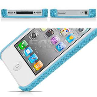 TURQUOISE GLITTER BACK HARD CASE COVER FOR iPHONE 4 4G  