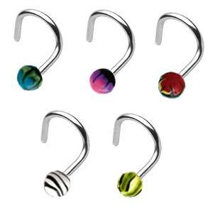 316L Surgical Steel Nose Stud Screw Ring 3.5mm Ball 18G  