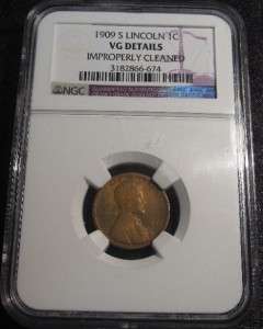 1909 S VG NGC Lincoln Wheat Penny Graded Coin Key Date  