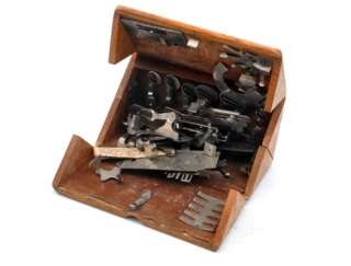   Puzzle Wooden Box of Singer Sewing Machine Attachments 1888  