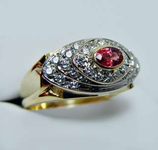 Intense Orange Sapphire Diamond Ring 9.3gr HEAVY 18K Gold Estate 