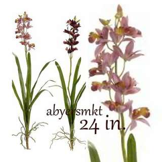 24 in Wild Mini Cymbidium Orchid Silk Flowers, Artificial Plants 