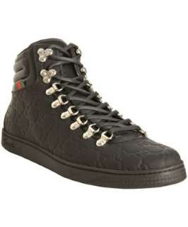 Gucci black rubberized guccissima leather high top sneakers   