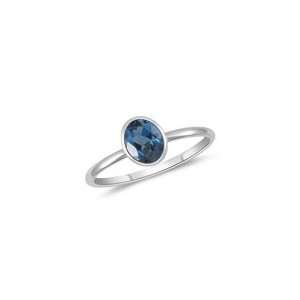  1.33 Cts London Blue Topaz Solitaire Ring in 14K White 