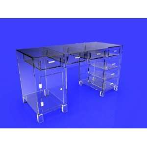   Acrylic Transparent Ghost Executive Desk Table Lucite 10344 Office