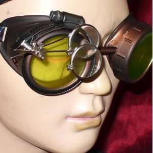   Goggles Glasses cyber punk lime green magnifying lens 