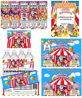 CIRCUS CARNIVAL BIRTHDAY PARTY TICKET INVITATIONS VIP PASSES AND 