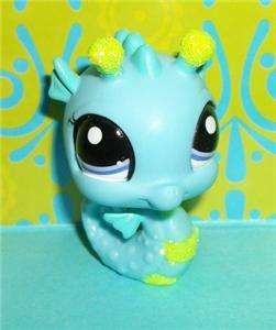 Littlest Pet Shop~#2214 LIME SPARKLE BLUE SEAHORSE Glitter~LPS P192 