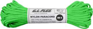 Safety Green   Genuine GI Paracord Rope, 100 (Nylon) USA Made
