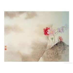  Dew on Mountain Flowers Giclee Poster Print by Minrong Wu 