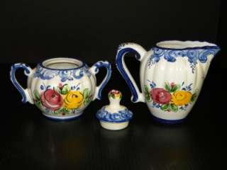Handpainted Creamer and Sugar Set Made in Portugal  