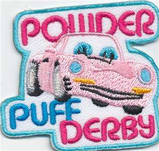 Girl POWDER PUFF DERBY pinewood PINK Patches Crests Badges SCOUTS 