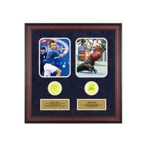   Nadal   Rivalry   Autographed Dual Tennis Ball Shadowbox Everything