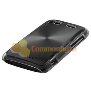 Black Aluminum Hard Skin Case+Privacy Screen Protector for HTC 