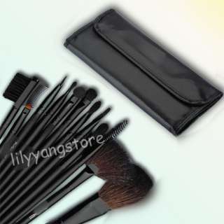   Pro Makeup Cosmetics Powder Eyeshadow Blush Black Brushes Set Kit Case
