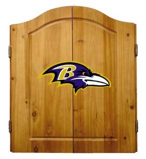 NFL Baltimore Ravens Solid Pine Cabinet And Bristle Dartboard Set