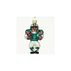 Miami Dolphins 4 Glass Black Football Player Holiday Ornament Set of 