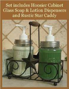 Hoosier Glass Jar Soap Lotion Dispensers +Caddy Kitchen  