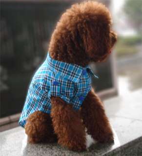 FORDOGS Pet Dog Clothes Check Blue Shirt Puppy Costume Apparel  
