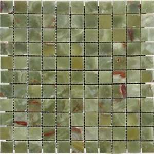Montego Sela 1x1 Green Onyx Polished Mosaic Tile 12 x 12 In. Kitchen 