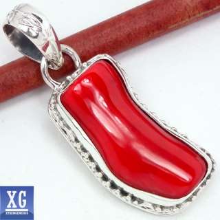 SP33103 RED CORAL 925 STERLING SILVER PENDANT JEWELRY  