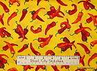 timeless treasures red hot chili pepper food 6325 yellow cotton