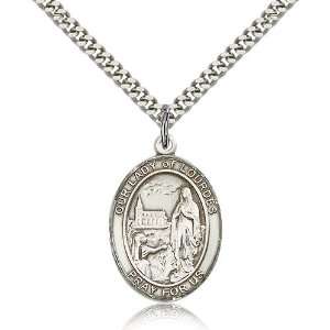  .925 Sterling Silver O/L Our Lady of Lourdes Medal Pendant 